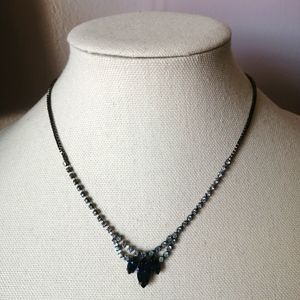 Marquise Cut Blue Black Rhinestone Collier Necklace